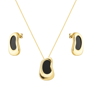 Conjunto Ravena Dourado Orgânico Preto